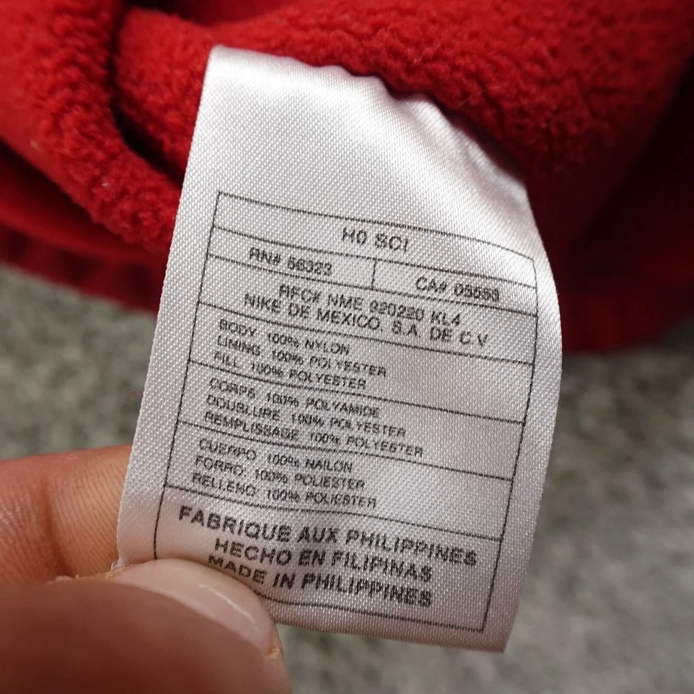 VTG Nike Jacket Mens M Red Swoosh Fleece Lined Zip Track Windbreaker Coat‎ Y2K